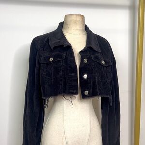 Black‎ Cropped Denim Jacket